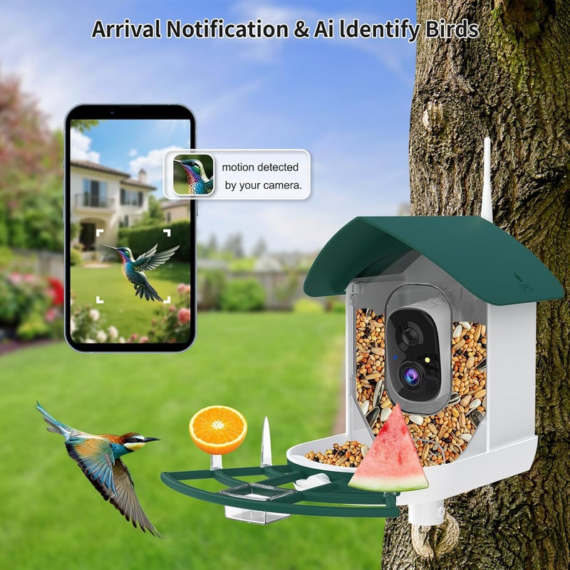 Fazoxo Bird Feeder with Camera,AI Identify Birds Species,Smart Birds Camera with Solar Powered,Auto Record FHD Feather Visitor Video in Backyard,Patio,Instant Notifications,Ideal Gifts for Bird Lovers - Image 2